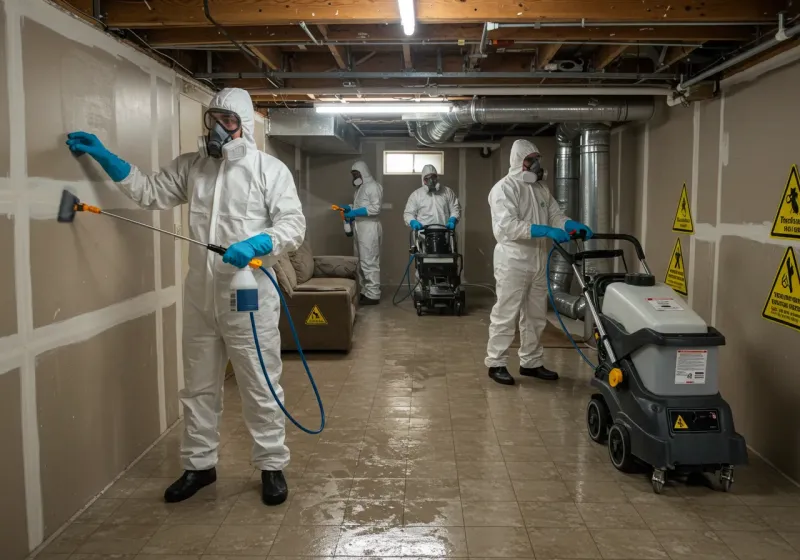 Basement Moisture Removal and Structural Drying process in Scissors, TX